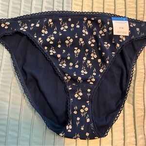 CHARTER CLUB INTIMATES BIKINI PANTIES NAUTICAL NAVY FLORAL PRINT SZ XL NWT